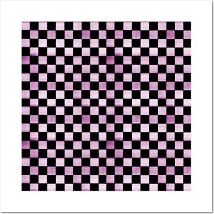 Black and Hot Pink Checkered Wood Pattern Posters and Art